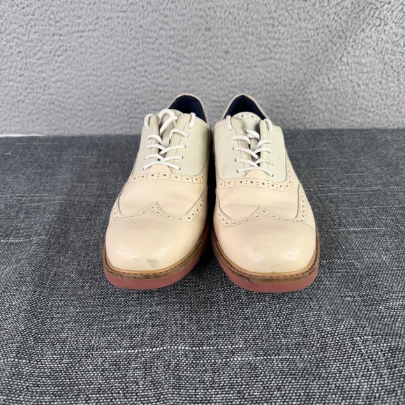 Cole Haan Wingtip Oxford Mens 8.5 Cream Leather Brogue Dress Shoes C11234